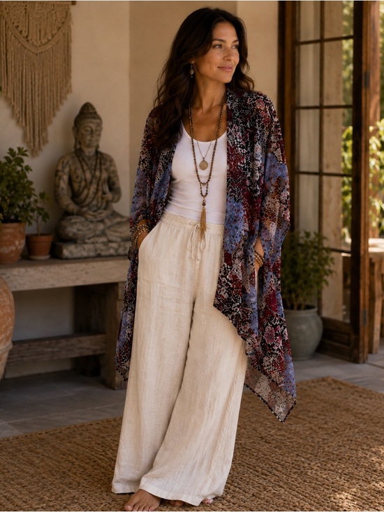 Maurices Sweaters - Maurices Floral Paisley Kimono Cardigan Sheer Boho Duster L/XL